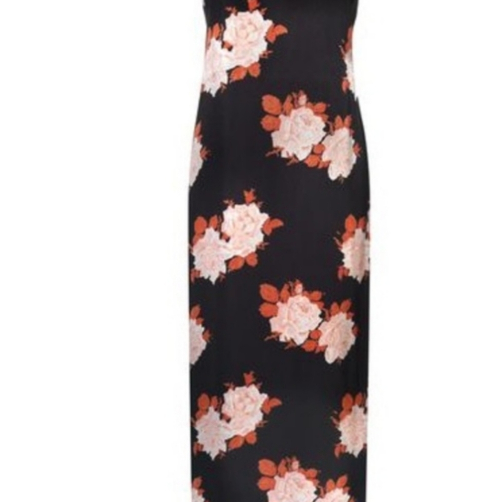GANNI Floral-print Satin Maxi Slip Dress Size 40 US Size 8 - Picture 3 of 7